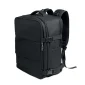Rucsac de cabină extensibil pentru laptop de 15 inch, cu deschidere la 180 de grade și spațiu pentru pantofi, de culoare neagră